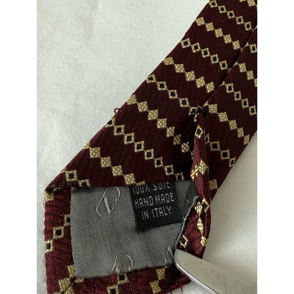 Valentino Cravatte Geometric Print Made in Italy Silk Vintage Tie Money Designer